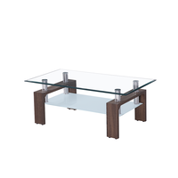 Meilleure vente : Table basse de salon pas chère à 2 niveaux avec plateau en verre