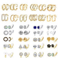 Boucles d'oreilles à clipser sans perçage, forme goutte d'eau, ronde, carrée, perle, nœud torsadé, fleur, papillon, cœur, pour femmes