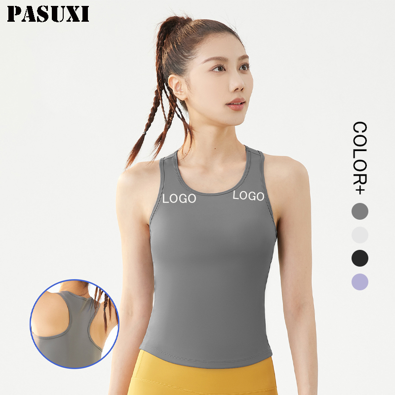 PASUXI Custom Ladies Activewear Workout Breathable Round Neck Sleeveless Tops Sports Yoga Vest Fitness Tank Tops for Women