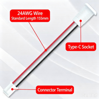 Conector de Carga USB-C con Panel Tipo C Blanco LN-006, LED de Doble Color, con Cable PH 2.0 de 15CM, 24AWG
