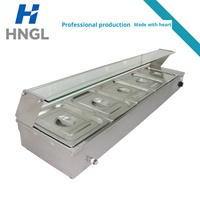 Bain-marie de comptoir 6 compartiments en acier inoxydable 304, chauffe-plats électrique pour buffet avec couvercle en verre 40L 2KW CE