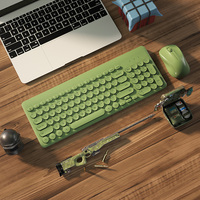 B.O.W Compact Multimedia Sensitive Round Keycaps Keyboard Combo Portable USB Wireless Mouse and Keyboard Set