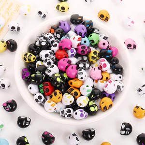 Halloween Colorful Skull Straight Hole Acrylic <b>Beads</b> for DIY Handmade Material <b>Bracelet</b> Key Chain Accessories - Product Image 1