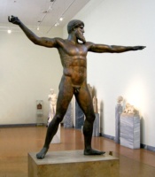 Sculpture de reproduction célèbre, sculpture grecque, artisanat en métal, statue en bronze de Zeus ou de Poséidon