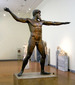 Famosa riproduzione della scultura Greca scultura del Mestiere Del Metallo <span class=keywords><strong>di</strong></span> Bronzo statua <span class=keywords><strong>di</strong></span> Zeus o Poseidon
