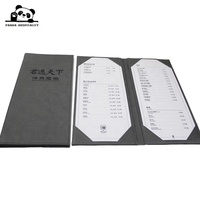 Buku Menu Restoran Ukuran Slim A5 A4 Dua Halaman dengan Logo Custom, Sampul Kulit Buatan, Cetak Custom, Desain Internal, Custom