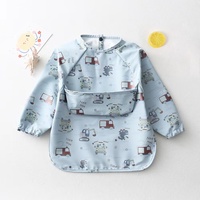 Bavoirs pour bébé et tout-petit à manches longues en PU imperméable certifiés BSCI/SEDEX/FCCA/OEKO avec poche récupératrice de nourriture