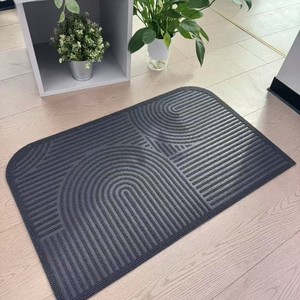 Novelty Shape Striped Door Mat Medium Thickness Non Slip <b>Rubber</b> Backing Home Use Modern Style Polypropylene Loop Pile Spot Clean - Product Image 2