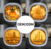 Lampe d'ombre 3D en papier sculpté en gros, motif citrouille et fantôme, cadre carré, décoration d'Halloween pour la maison et les fêtes, souvenir, cadeau