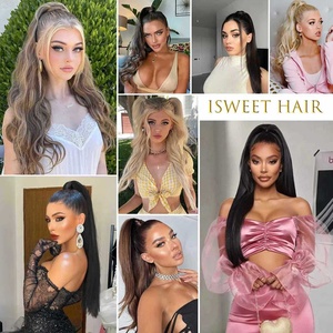 Extensions de queue de cheval brésiliennes de qualité salon, double trame, cheveux humains vierges Remy, grade 9A, sans nœuds, sans perte - Product Image 6