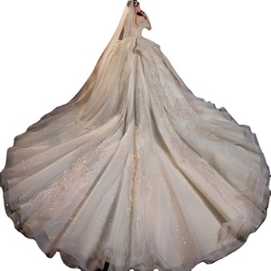 Nouvelle <span class=keywords><strong>robe</strong></span> <span class=keywords><strong>de</strong></span> <span class=keywords><strong>mariée</strong></span> rétro 2025 à une épaule pour <span class=keywords><strong>mariée</strong></span>, style français, ciel étoilé léger, princesse féminine, <span class=keywords><strong>grande</strong></span> traîne en dentelle, moderne, longueur au sol, principale - Product Image 5