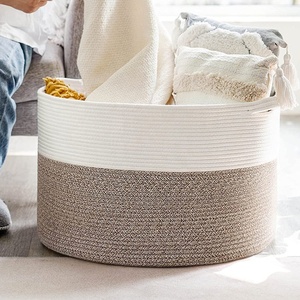 Panier à <span class=keywords><strong>linge</strong></span> pliable en <span class=keywords><strong>corde</strong></span> de coton grande capacité, best-seller, pour couvertures et vêtements - Product Image 3