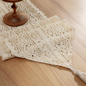 American Style Crocheted Cotton Table Runner Rectangle <b>Washable</b> Home Decor Lace <b>Tablecloth</b> Plant Pattern - Product Image 2
