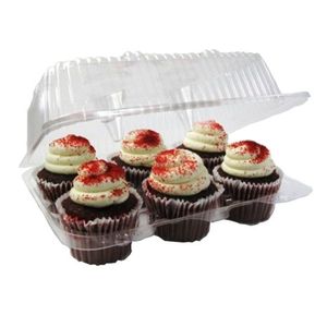 Wholesale Disposable Plastic Cupcake Container 4 6 12 24 Holes PET Clear Clamshell Cupcake Boxes