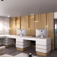 Vermonhouzz Armoires de cuisine bicolores, laque blanche et bois clair, ensemble d'armoires modulaires sans poignées pour maison contemporaine