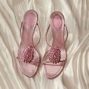 Scarpe Donna Tacco Alto Rhinestone High Heel Mules Elegant Open Toe <b>Slide</b> Sandals Heels for Party & Wedding - Product Image 5