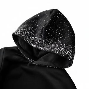 Sudadera con Capucha de Algodón 100% para Hombre, Estilo Vintage, Lavado Ácido, Dobladillo Deshilachado, Estampado con Pedrería, Diseño Urbano Personalizado, Efecto Desgastado por el Sol, Talla Grande, Otoño - Product Image 1