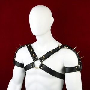 FUNSM Male Body Chest Belt with Spike Leather <b>Harness</b> Sexy Shoulder BDSM Chest Belt Adult Products Sexy <b>Harness</b> - Product Image 4