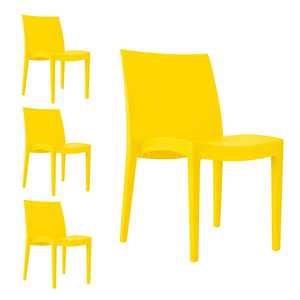 Sedia da Giardino in Polipropilene Giallo 49x51x80 Cm Impilabile per Esterni - Product Image 1