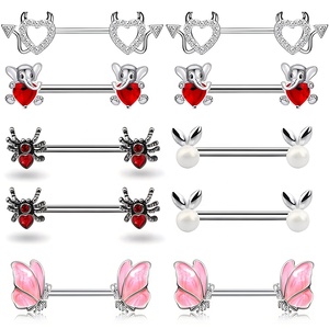 Venta caliente 316L Anillos de pezón de acero quirúrgico Diseños de animales Escudo de pezón Mujeres Zircon Pezón <span class=keywords><strong>Piercing</strong></span> Joyería - Product Image 1
