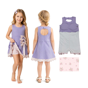 En stock: Vestido de yoga sin mangas con volantes y lazos de color liso para niñas, ropa deportiva al por mayor, ropa de moda para boutique, ropa de juego para niños. - Product Image 6