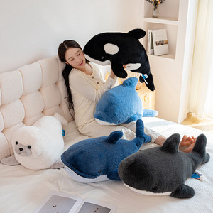 Coussin en peluche multi-styles sur le thème de <span class=keywords><strong>la</strong></span> <span class=keywords><strong>vie</strong></span> marine, peluches moelleuses Requin Orca Phoque, jouet en peluche personnalisable représentant un animal marin - Product Image 1