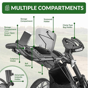 Chariot de golf pliable à 4 roues avec support parapluie, faible MOQ, design ergonomique - Product Image 4