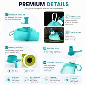 Custom Logo Tpu Silicone Collapsible Bottle Foldable Sports <b>Water</b> <b>Pouch</b> Leakproof Outdoor Running Hiking Drinking Bag - Product Image 4