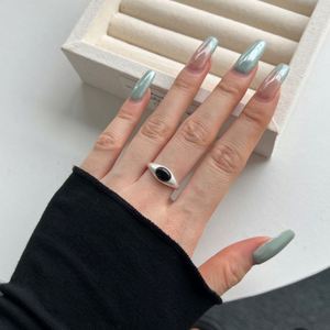 Dylam Wholesale Elegant Design S925 <b>Silver</b> Oval Black White Onyx Main Stone Frosted <b>Adjustable</b> Open Jewelry <b>Ring</b> - Product Image 5