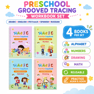 Juego <span class=keywords><strong>de</strong></span> 4 Cuadernos <span class=keywords><strong>de</strong></span> Práctica <span class=keywords><strong>de</strong></span> Escritura con Ranuras para 5 Idiomas, con Bolígrafo, 5 Recambios y Agarre para Árabe, Inglés, Francés, Español y Ruso - Product Image 2