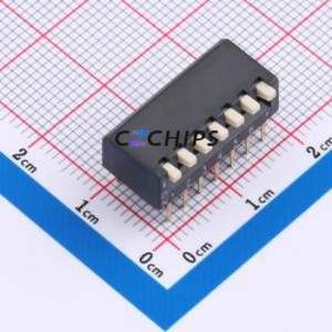 DSPV-07-LD-GET DIP Switch Through hole Component (THT) Switch Piano Key Single Pole Single Throw 7 2.54mm - Product Image 1