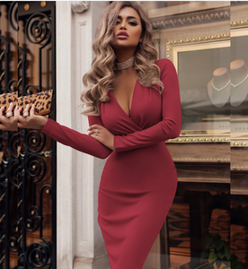 <span class=keywords><strong>Vestito</strong></span> da <span class=keywords><strong>donna</strong></span> con nuovo stile caldo profondo con tulle a V che copre il sedere primaverile a maniche lunghe - Product Image 6