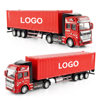 Camion Conteneur Moulé Sous Pression 1:50 en Gros, Modèle Personnalisé avec Logo, Remorque en Alliage, Camion de Transport avec Boîte Vitrée pour Collectionneurs 14+ ans, OEM