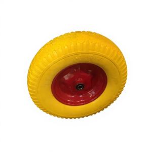 अच्छी कीमत 16 इंच पॉलीयूरेथेन फ्लैट मुक्त pu फोम ट्रॉली व्हील 4.80/400-8 भारी शुल्क ट्यूबलेस व्हील बारो स्टील रिम के साथ - Product Image 1