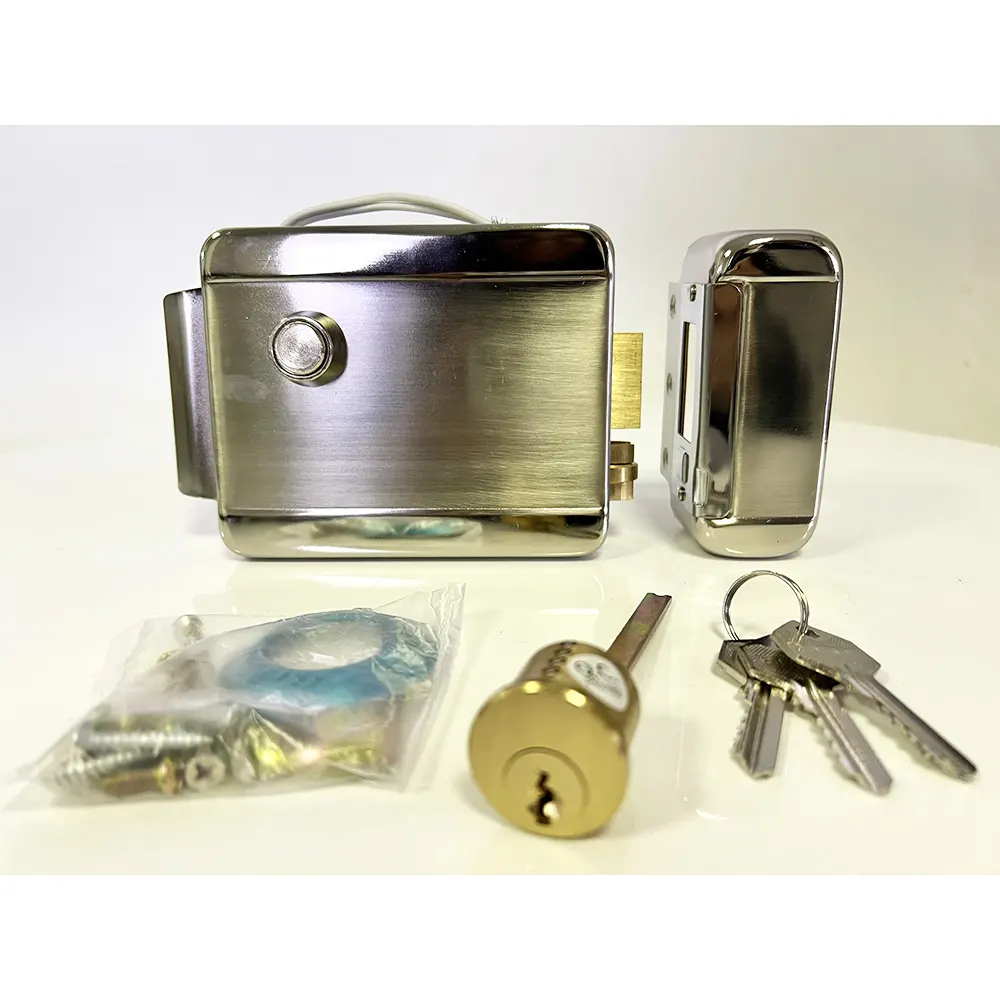Kunci pengaman cerdas pintu rumah pintu keamanan baja tahan karat DC12V silinder Deadbolt kunci pelek listrik