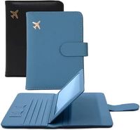 Cartera personalizada para pasaporte RFID Bloqueo de ranuras para tarjetas de pasaporte Titular de cuero PU Cierre magnético Estuche para tarjetas de identificación