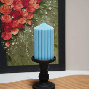 Lilin Pilar Bergaris dari Lilin Kedelai Buatan Tangan Dekorasi Modern Estetis Ukuran Besar Lilin Votive untuk Dekorasi Rumah Natal Diwali - Product Image 5