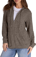 Sweat à capuche zippé oversize en maille pour femme, manches longues, tenue d'automne, 100 % coton, élégant, vente en gros OEM