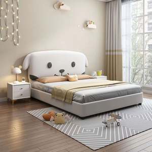 Lit pour enfants pour chien de dessin animé Lit simple de 1.5m avec cadre en bois massif et rembourrage doux pour chambre de princesse garçons filles - Product Image 1