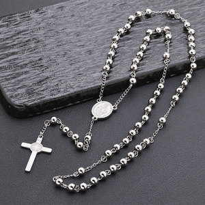 Collar de cuentas de moda de acero inoxidable 316L personalizado, joyería fina, collares de rosario de fe para mujeres y hombres - Product Image 1
