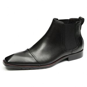2025 Customizable Luxury Vintage Men's Genuine Leather Ankle Chelsea <b>Boots</b> <b>Slip</b>-<b>On</b> Lightweight Casual Shoes for Autumn Winter - Product Image 4