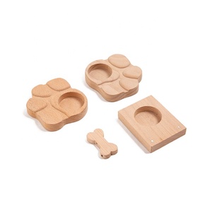 Base de soporte de comida <span class=keywords><strong>para</strong></span> <span class=keywords><strong>perros</strong></span> y gatos de madera maciza de haya, juguete Molar de madera Natural <span class=keywords><strong>para</strong></span> mascotas - Product Image 3