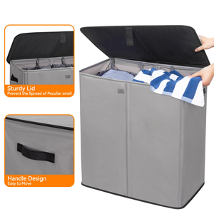 Cesta de almacenamiento plegable grande de 3 secciones para uso doméstico, cesta de lavandería plegable para organizar la ropa sucia - Product Image 3