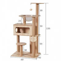Grand arbre à chat en bois écologique, moderne, avec condo et griffoir en sisal pour grimper, jouer et se reposer