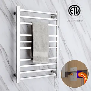 Stainless Steel Bathroom Towel Drying Rack Electric Heated Towel Rail Towel Warmer Heater With Timer 9005ST