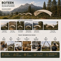 Tente d'activités de luxe BOTEEN pour camping, grande taille 10x6x3.65M, structure en acier avec film extensible 750G, auvent dédié pour zones scéniques