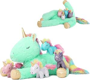 Juego <span class=keywords><strong>de</strong></span> unicornios <span class=keywords><strong>de</strong></span> peluche para niñas, diseño único, suave, 4 bebés, vientre <span class=keywords><strong>de</strong></span> unicornio, regalos para niños - Product Image 1