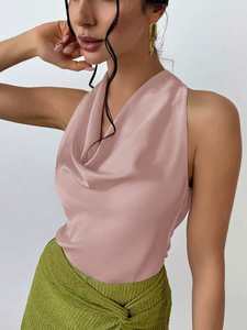Débardeurs <span class=keywords><strong>en</strong></span> satin tendance pour femmes, coupe ample, sans manches, <span class=keywords><strong>col</strong></span> <span class=keywords><strong>en</strong></span> <span class=keywords><strong>V</strong></span>, chemisiers, hauts - Product Image 4
