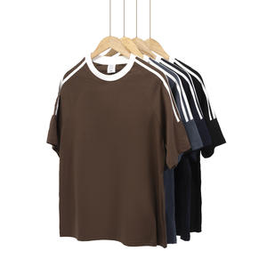 T-shirt Vintage Estiva in Filato Tinto con <span class=keywords><strong>Tre</strong></span> Barre sulla Spalla, Casual, Unisex, Taglie S-4XL - Product Image 1