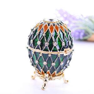 Caja de Joyería de Lujo con Bisagras, Estilo Huevo Ruso de Pascua, Pintada a Mano, Esmaltada, Coleccionable, Regalo - Product Image 3